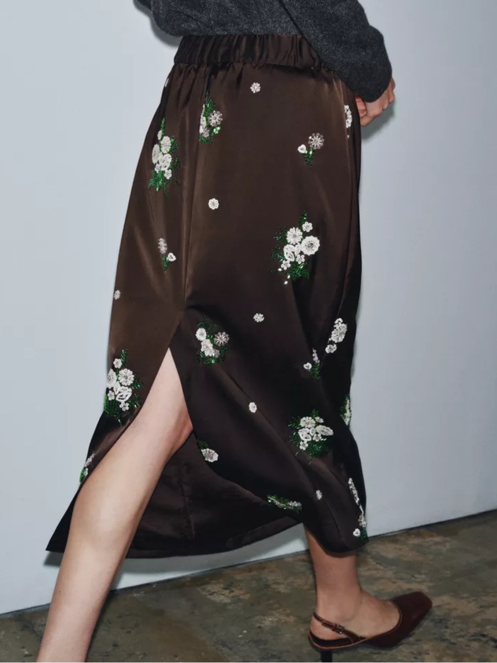 Zara NWT ZW Collection Limited Edition sequin embroidered midi skirt 2731/271 - Picture 7 of 14